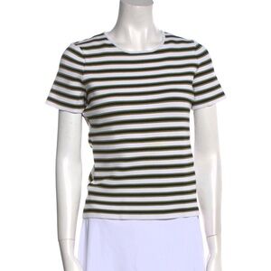 A.L.C. T-Shirt Striped stretch Crew Neck cross back small minimalist